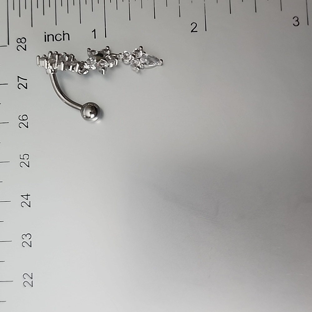 FLOWER Crystal BELLY BUTTON RING Multi GEMS - Picture 3 of 3
